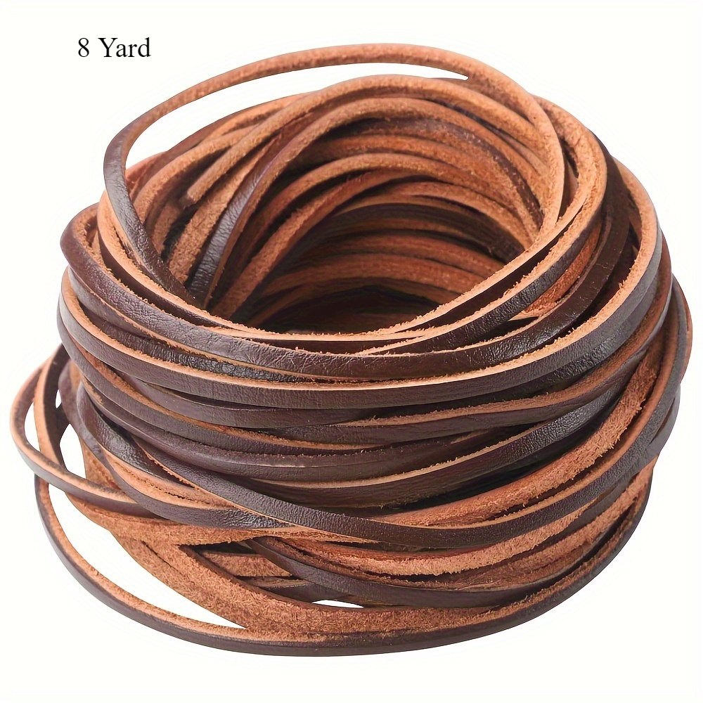 Image of 2d Flat - 3mm Wide Flat Leather Strip Cord Braiding String Suitable For Leather Shoe Lace, Book Cover, Woven Bags Jewelry Making Craft Supplies