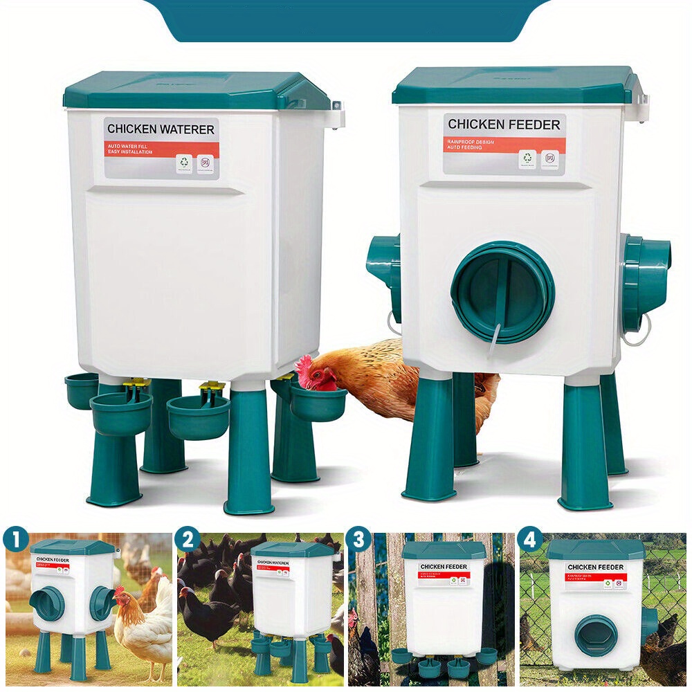 2pcs Hanging Automatic Chicken 11l And Feeder 12kg Set, Poultry Farming Supplies For Duck Goose