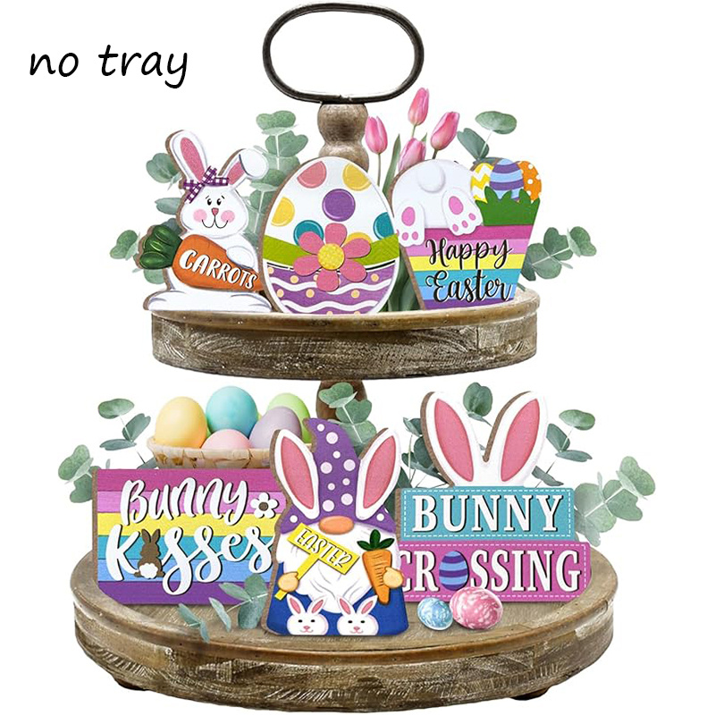 

1 Set Handcrafted Wooden Easter Bunny Tiered Tray Decor, Rabbit & Eggs Design, Table Centerpiece, No Power Needed, Ideal For Easter Celebrations & Party Supplies