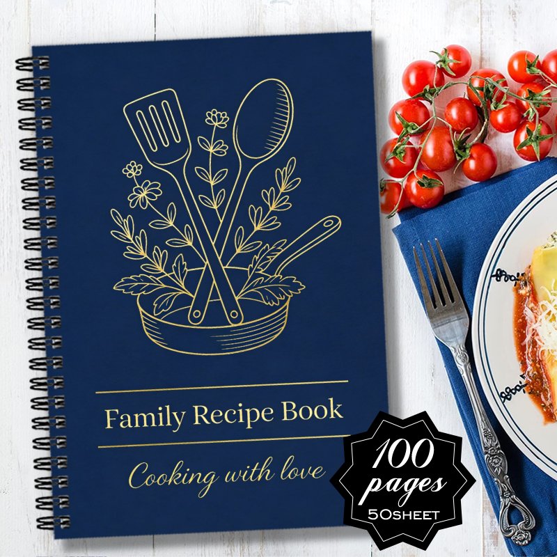 TEMU 1pc Record Book Colorful Cookbook Recipe Book For Mom Woman , Convenient To Record Own Recipes, Family Recipe Book With Kitchen Utensils Cooking