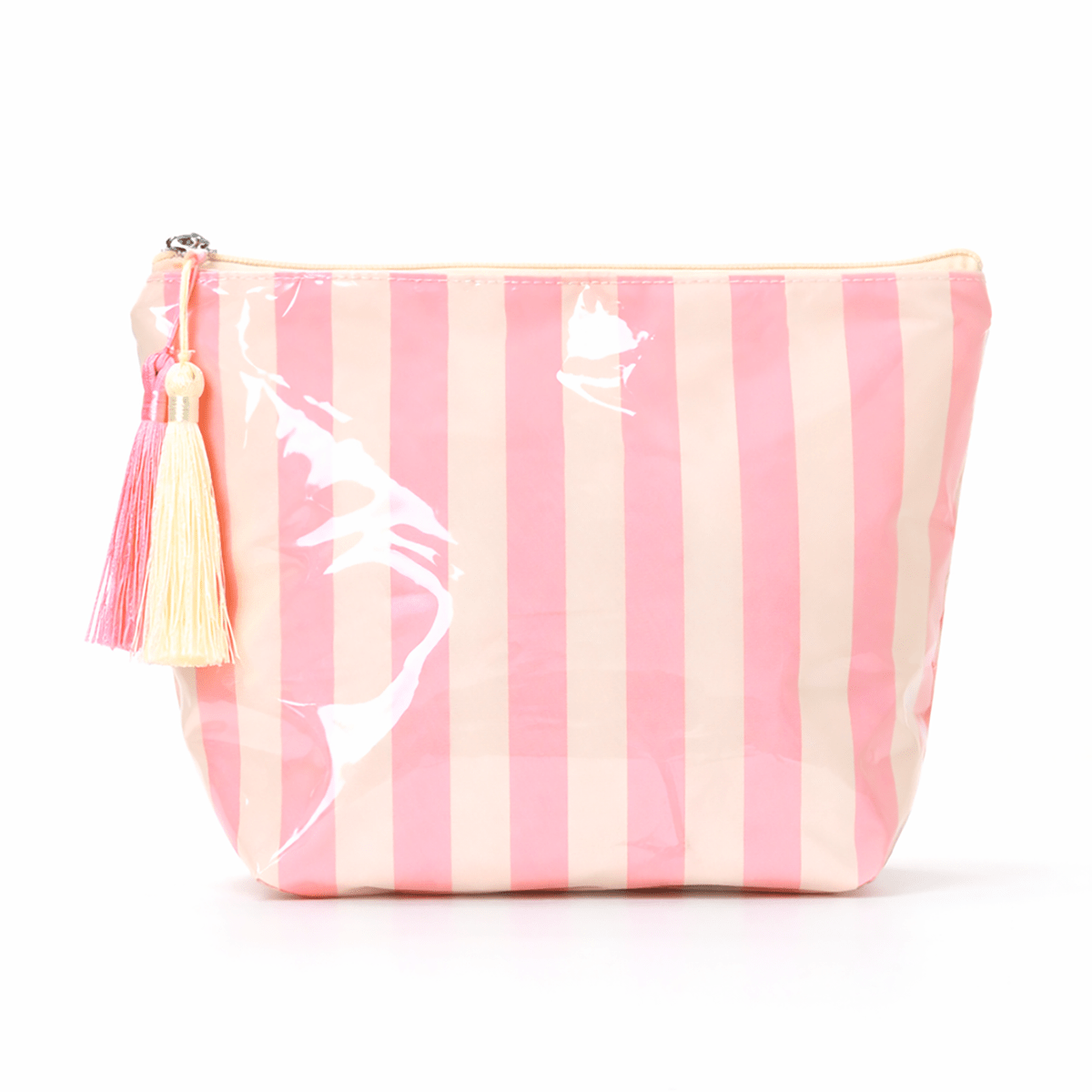 TEMU Large Capacity Striped Makeup Bag With Tassels, Cosmetic Bag, Portable Travel Toiletry Bag, Multifunctional Storage And Organizing Bag, Suitable