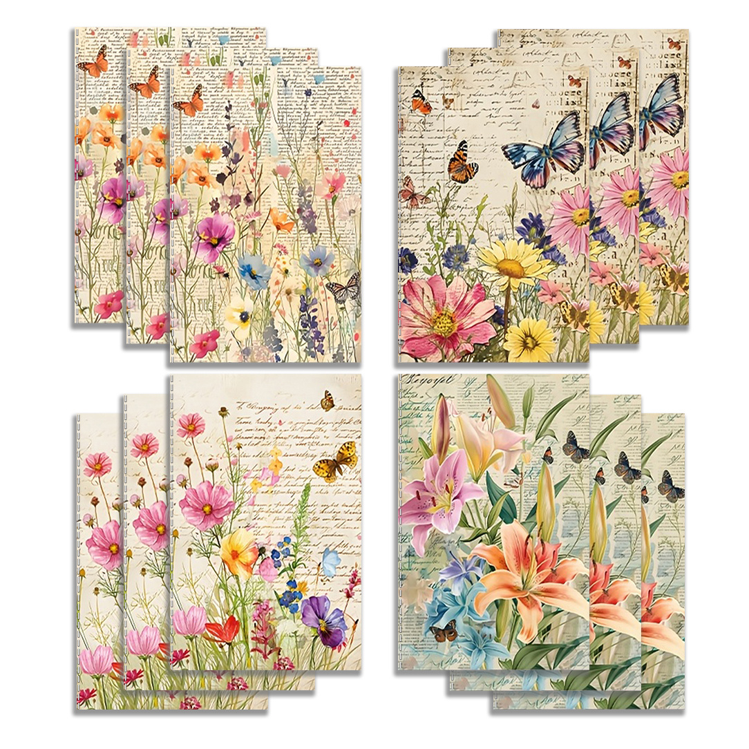 TEMU 12pcs/set Pocket Notebooks, Mini Notebooks With And Flower Patterns, Thin, Compact, And Portable, Suitable For Colleagues, Teachers, Students,