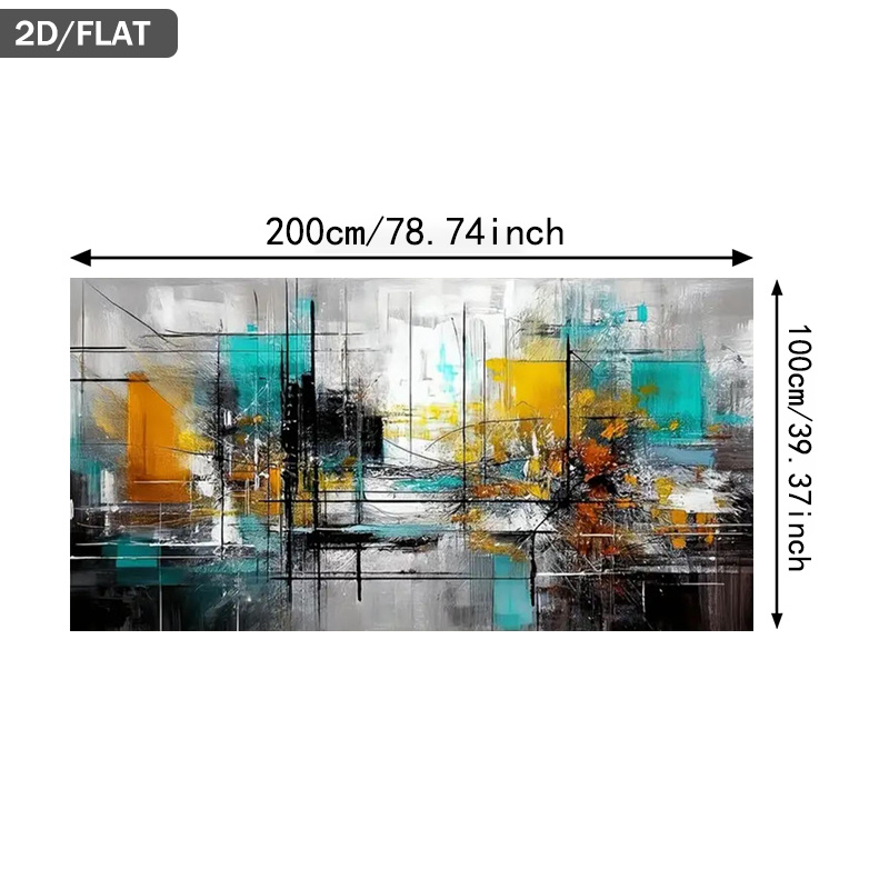 TEMU 2d Flat, 2d Flat, Frameless Abstract Artwork Measuring 39.37 By 78.74 Inches, Featuring Yellow And , Perfect For Modern Wall Decor In Living