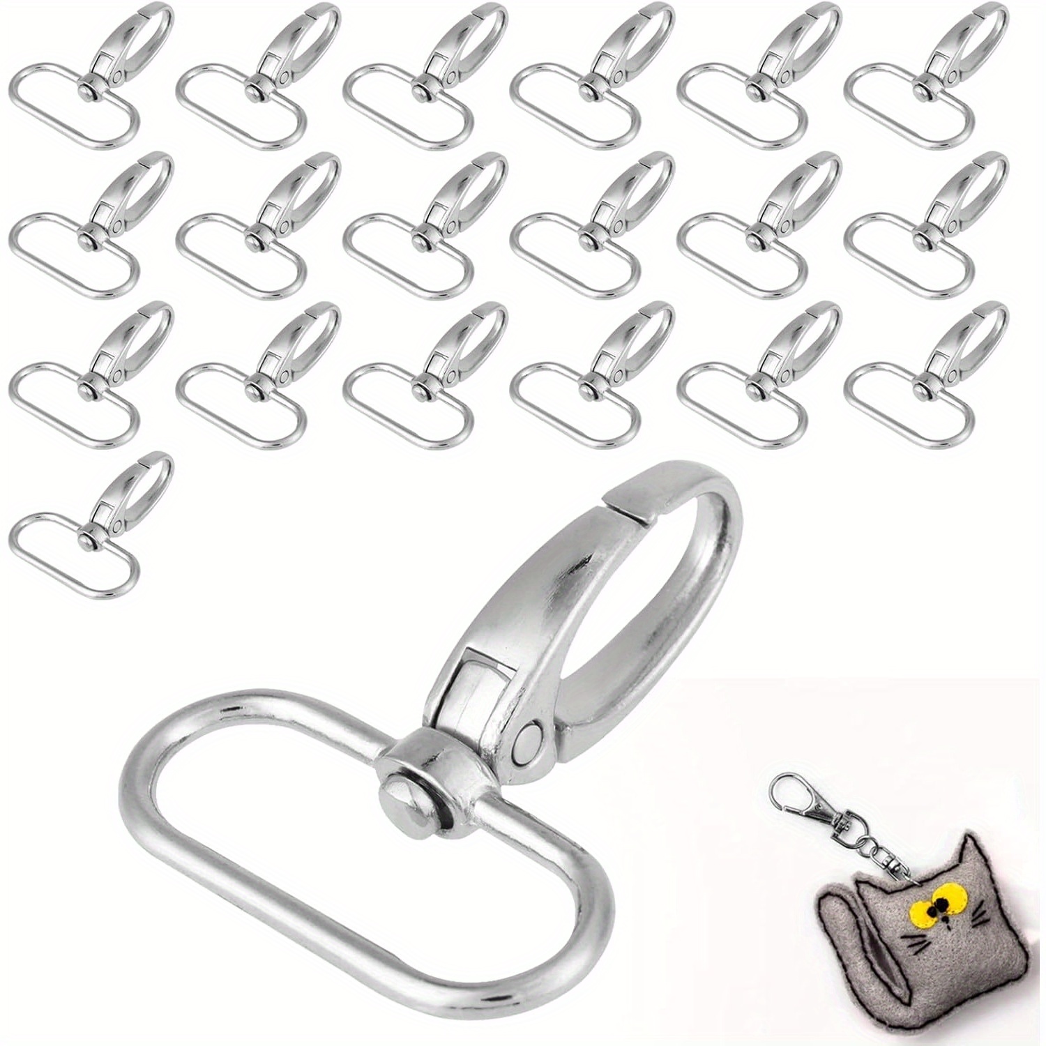 E-shop 20 drehbare Federhaken Schlüsselringschlaufen, drehbare Schnallen-Lanyard-Federhaken, Federhaken-Schlüsselanhänger,