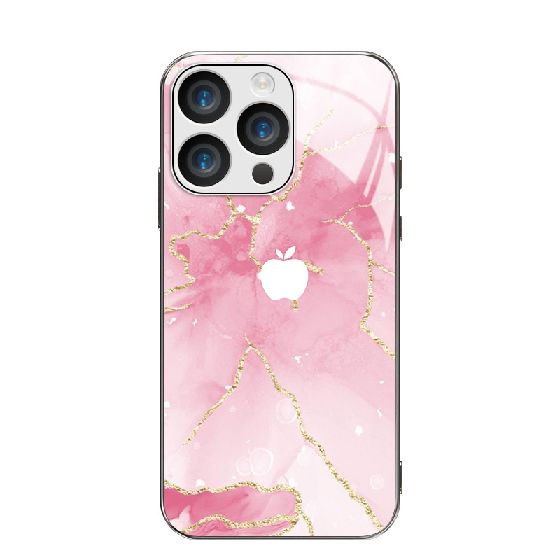 TEMU Phone Case - Pink Wallpaper Pattern New Eye Electroplated Glass With Lens Protection Film Design Suitable For Iphone16, 16plus, 16pro, 16promax,