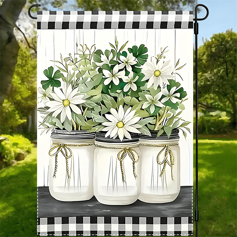 

1pc Double-sided Daisy Garden Flag, Polyester Multipurpose Outdoor Decor, Farmhouse Style, Weather-resistant, 12x18 Inch, With No Electricity Needed For Outdoor Decor