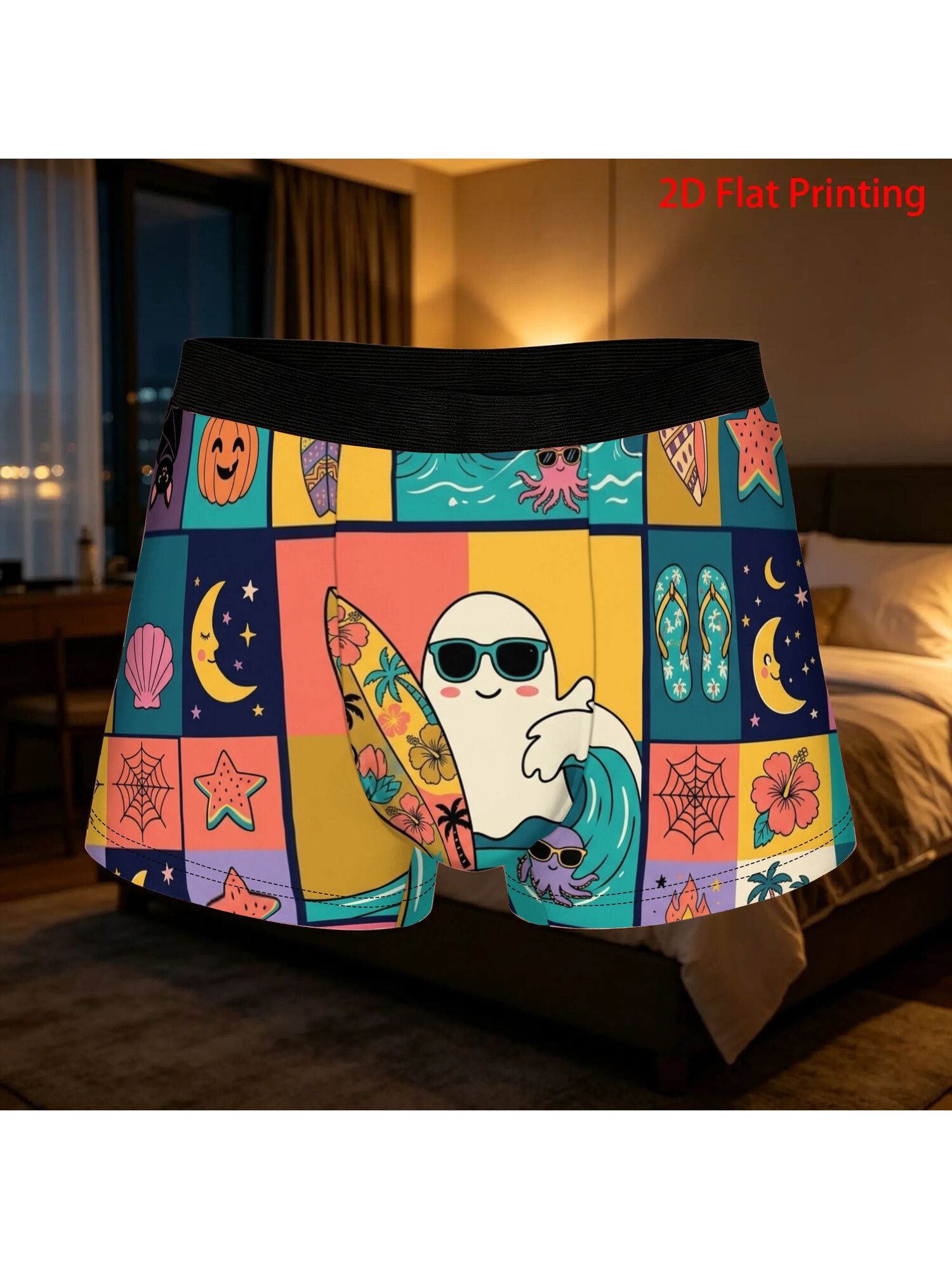 printed design not textured 1  halloween retro   surf art underpants homme panties for man underwear comfortable shorts boxer briefs