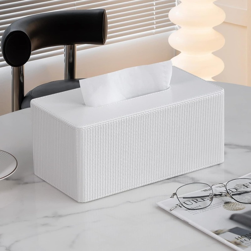 pu leather tissue box cover rectangle with magnetic closure modern tissue box holder for bathroom nightstands livingroom decorative tissue holder for 120   160(2ply) tissue box (white), tissue holder bathroom, decorative tissue box holder, tissue box holder vintage Product details 5