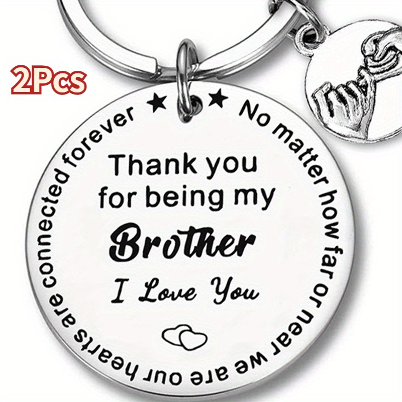 

2-pack Stainless Steel Keychains, "thank You For My Brother" Engraved, Brother Appreciation Gifts, Universal Fit, Keyring Accessories