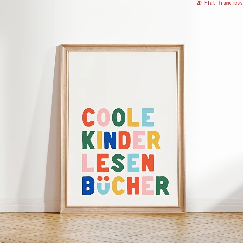 TEMU 2d Flat, 2d Flat, [2d Flat] 1pc, Frameless Cool Reading Books Print: German Reading Poster, Fun Canvas For Home, Bedroom, Kitchen, Living Room,