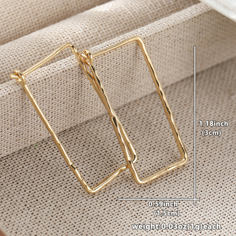 Women's Simple Square Hammer Pattern Earrings, Daily Commuting