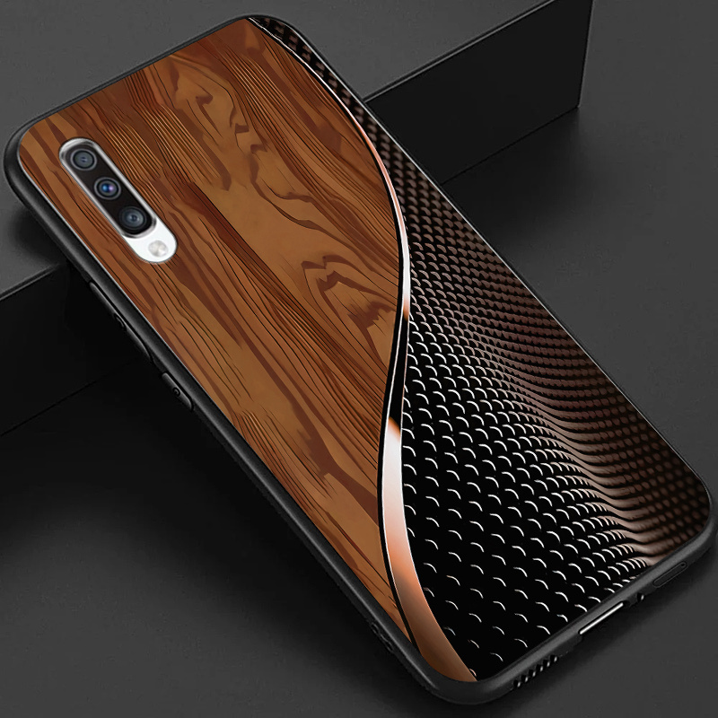 TEMU Case For A70 A70s Phone Case, Stylish Black Green Brown And Scales Pattern Glossy Glass Back Cover Business Gift