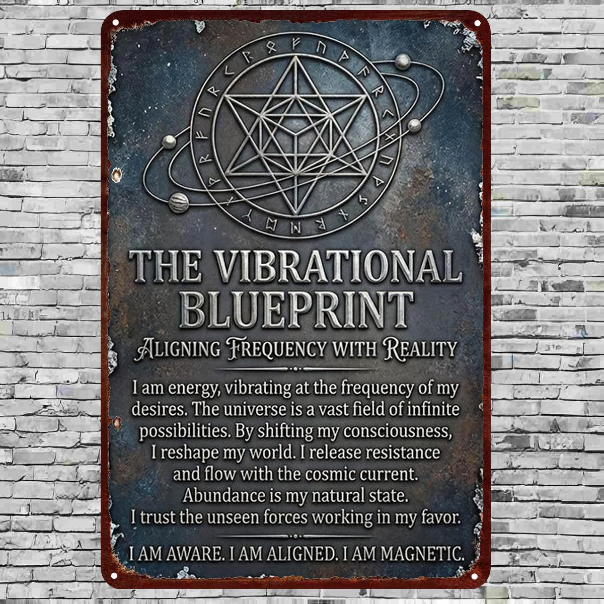 TEMU 2d Flat, 2d Flat 1pc, "the Vibrational Blueprint: Frequency With Reality – Iron Art Wall Decor For Spiritual " 8×12 Inch, 2d Flat