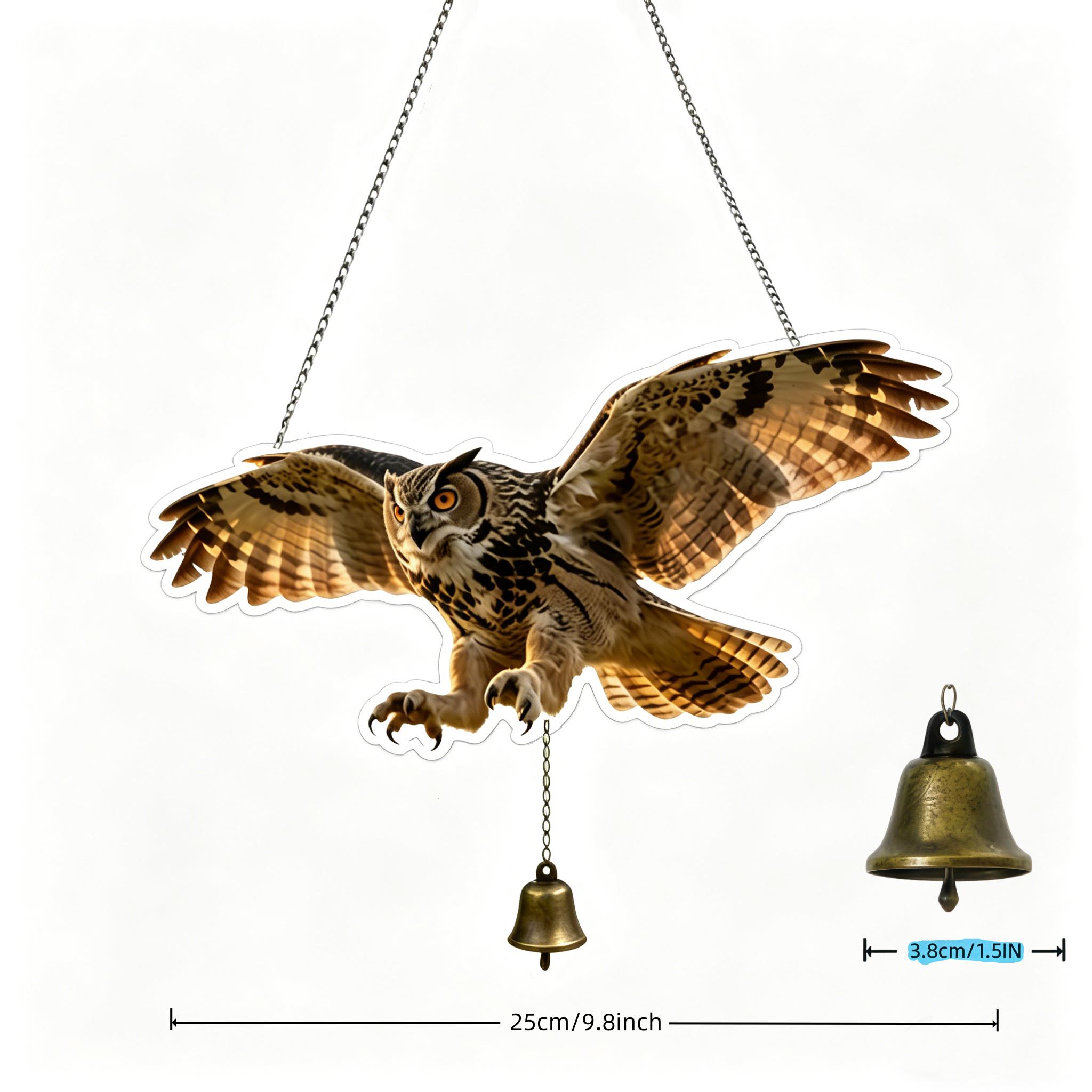 TEMU 2d Flat, 2d Flat Plane, 1pc, Carved Owl Bird Repellent Wind Chime , Bird Deterrent Hanging Decoration, Efficient Bird Repellent For Greenhouses,