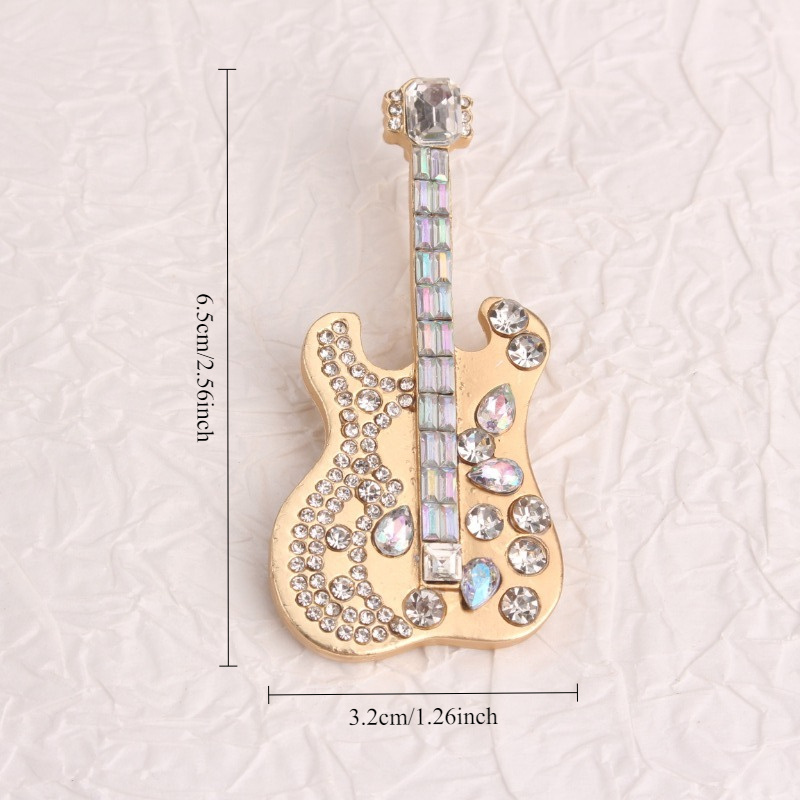 Guitar-Shaped Rhinestone Brooch, Music-Inspired Accessory