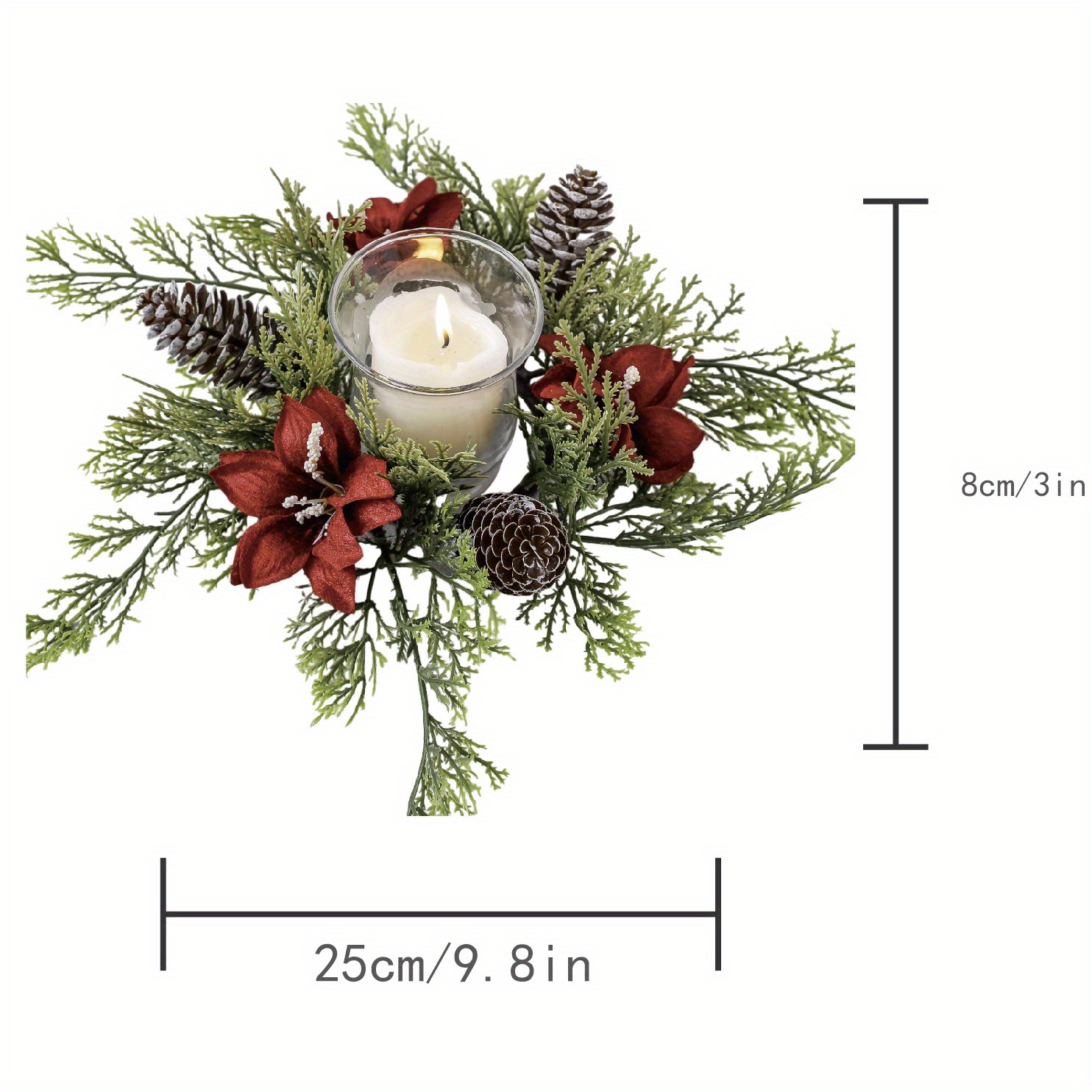 TEMU Christmas Wreaths Red Flower Candle Holder Wreaths Christmas New Year Desktop Table Decoration Holiday Party Table Wreaths Creative Ornaments