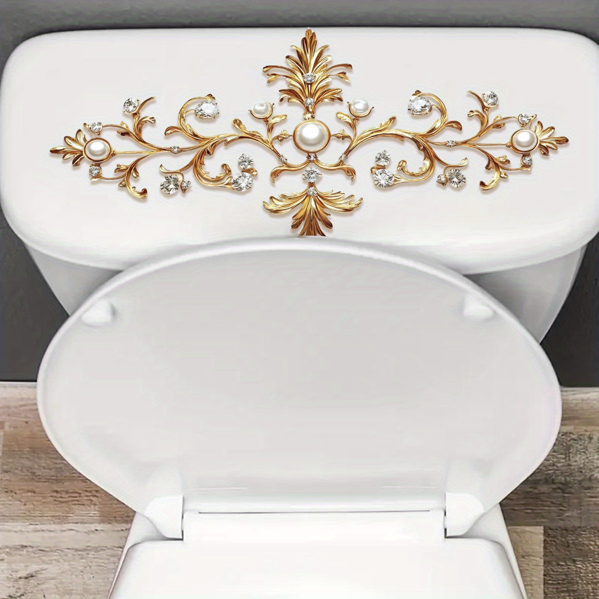 Golden Pattern Diamond Crown Bathroom Toilet Wall Decoration Sticker For Beautifying Pvc Waterproof Self-adhesive Peel-and-stick Sticker