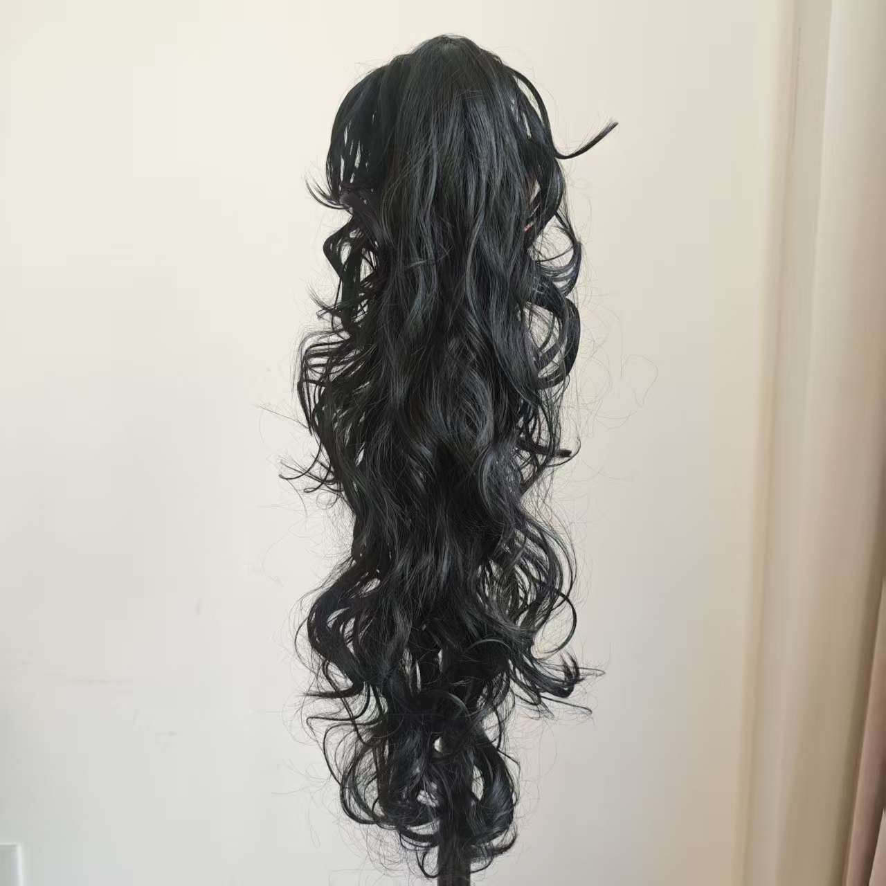 Image of 32inch Claw Ponytail Extension Dark Water Wave Big Wavy Curly Clip In Hair Extensions Soft Looking Synthetic Hairpiece For Women