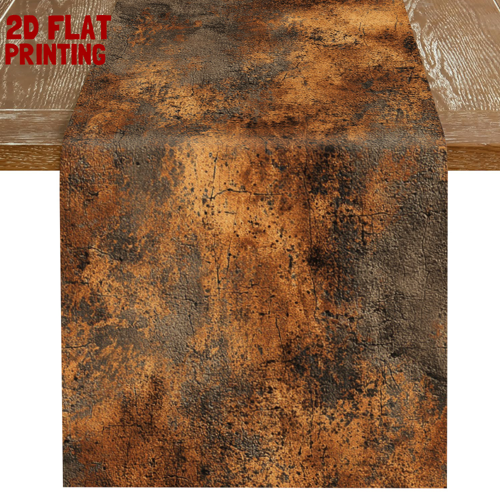 TEMU 1pc Premium Deep Rust Texture 2d Flat Printing Table Flag | | Vintage Light Luxury Industrial Style | Deep Rust Tones | Fiber | Suitable For