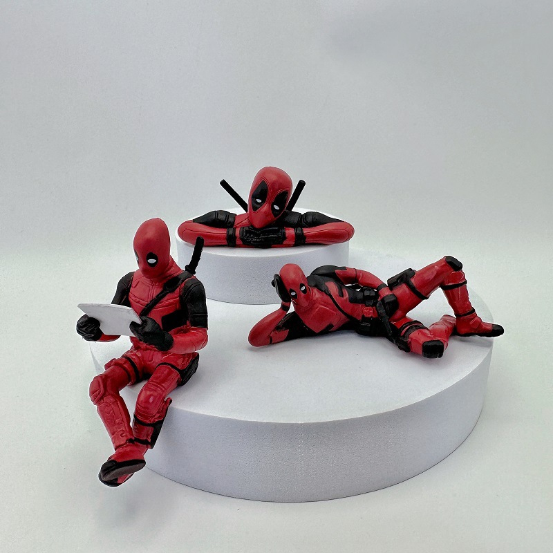 1pc/3pcs Set of Marvel Avengers Deadpool Models, Deadpool Sitting Posture And Lying Postureuxeys, Car Decoration