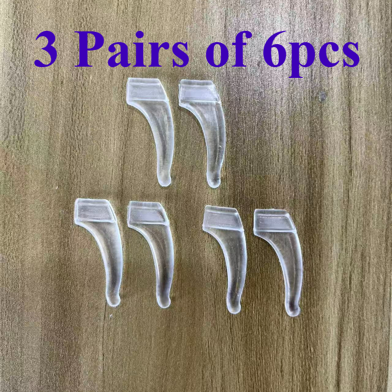 TEMU 3 pièce de 6 crochets d'oreille antidérapants en silicone noir et transparent pour lunettes - Transparent et noir, adaptés aux activités