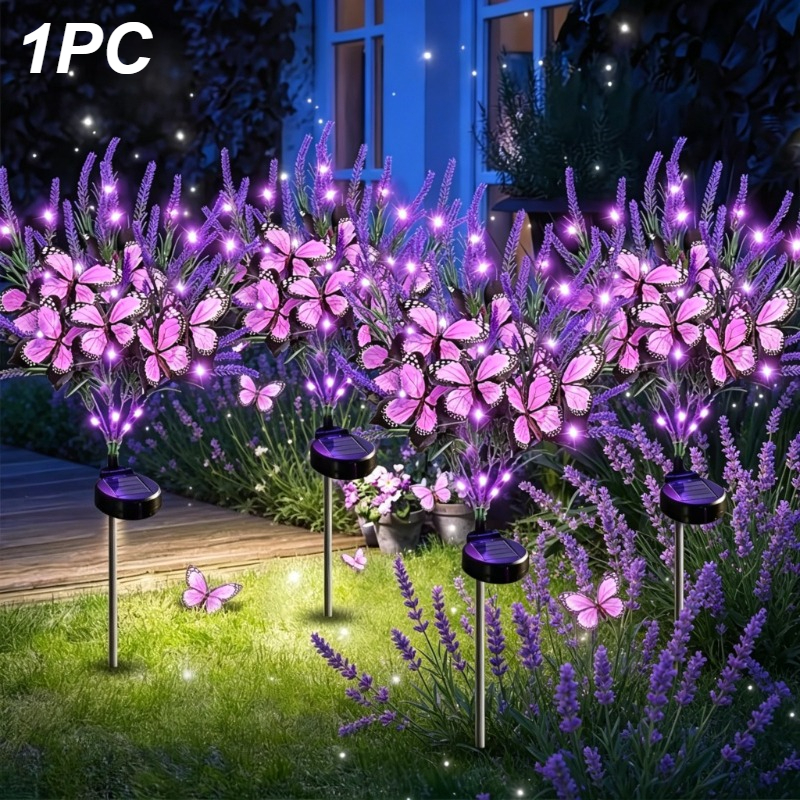 New Lavender Solar Ground Lamp, Purple Led Outdoor Simulation Flower Lamp, Ip65, Solar Garden Lamp, Outdoor Decorative Courtyard Garden, Path, Backyard, Lawn Ground Lamp