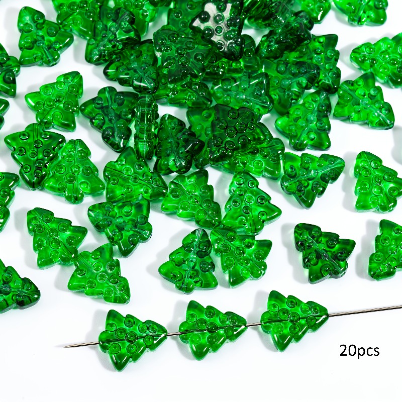 TEMU /50pcs Green Glass Beads For Jewelry Making - Perfect For Christmas Tree Ornaments, Necklaces, Bracelets & Crafts - Festive Holiday Gift Idea,