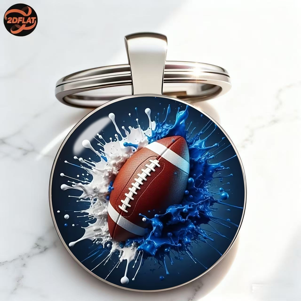 TEMU Portachiavi 2D Piatto, Football Americano e - Forma Ovale Realistica con Stampa Monofacciale, Regalo Souvenir Resistente per , a e Studenti -