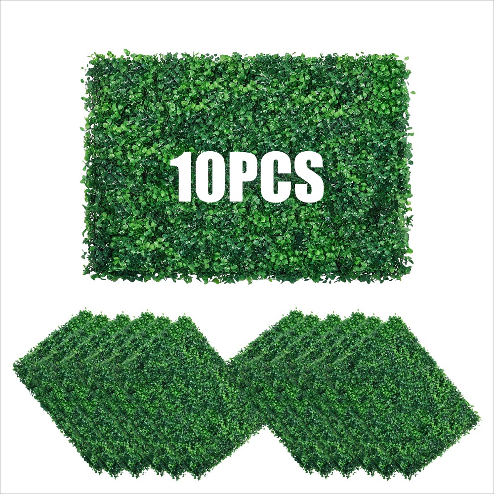 TEMU 10 Pack 2d Flat Artificial Zitan Hedge Panels 24 X 16 Inch, Uv Fade Resistant Privacy Fence Screen, Plant Wall Decor For Outdoor Garden Fence,