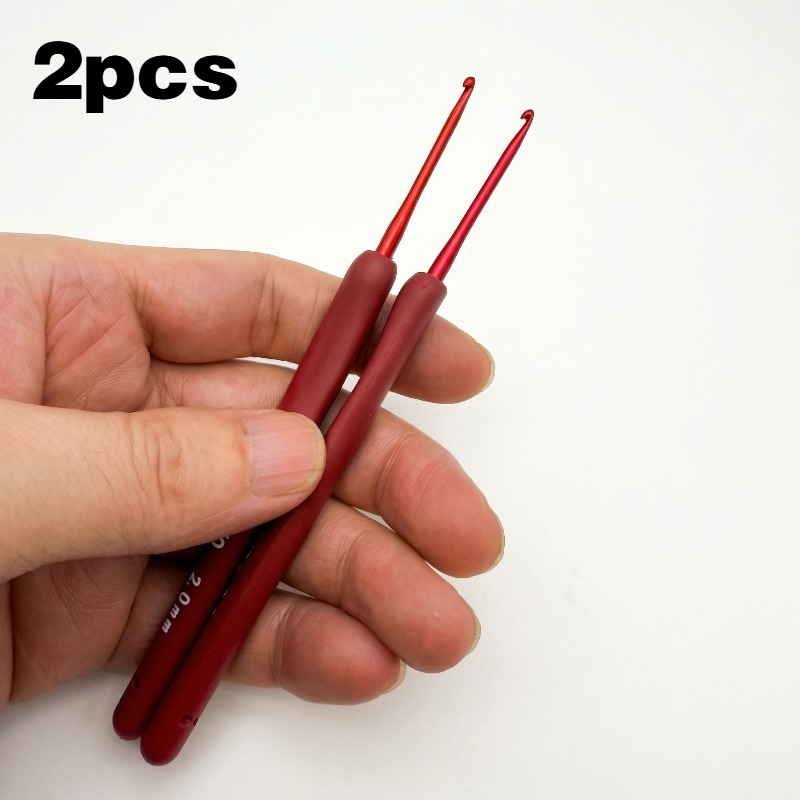 TEMU 2pcs Crochet Hooks Set With Case, Anodized Aluminum Knitting Needles, Ergonomic Non-slip Handle, Diy Yarn Craft Supplies For Beginners, Bag