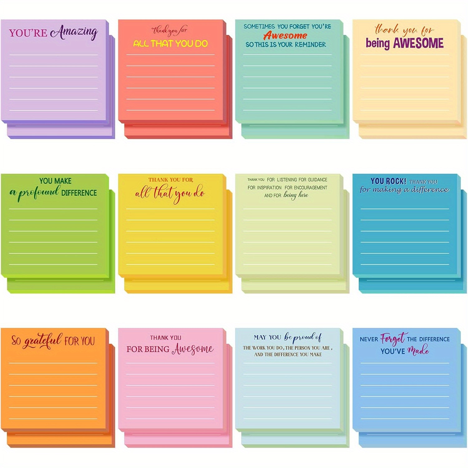 

12pcs Employee Appreciation Notes Thank You Gifts Bulk Note Pads With Sayings Teacher Gift Mini Pocket Inspirational Notepads For Coworker Office Supply