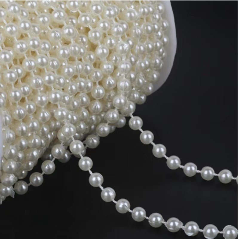 1 rolle (30m/99ft) große 5mm weiße & künstliche perlenkette girlande – bulk realistische perlen für hochzeitsdekoration, diy-basteln, halskettenherstellung, haarschmuck, weihnachtsschmuck – einfach zu verwendende rolle-für-rolle verpackung, bulk perlen, weihnachtsdeko