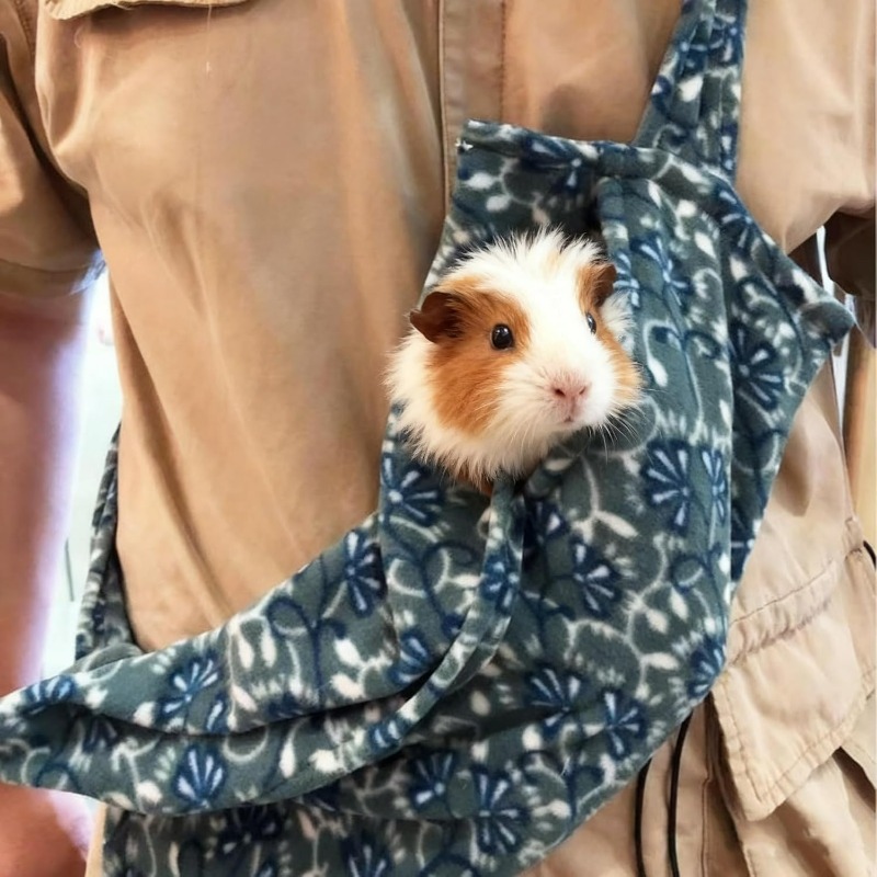 2-in-1 Guinea Pig Carrier Sling & Backpack Suitable for Safe Pet Travel, Adjustable Soft Bonding Carrier with Shoulder Strap, Comfortable Carrier Suitable for Vet Visits, Bonding Pouch for Guinea and Small Animals (No Revision Needed)