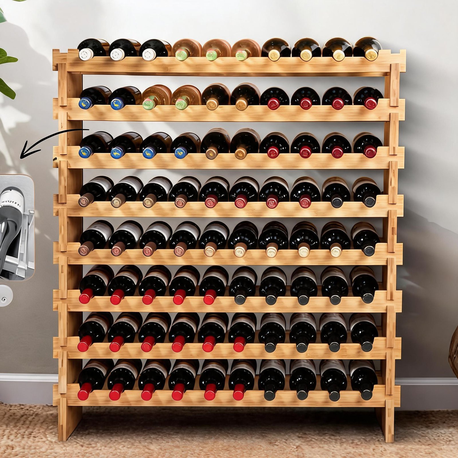 Wine Rack Stackable Storage Organizer For Home Bar Kitchen Countertop Cellar Display Shelf