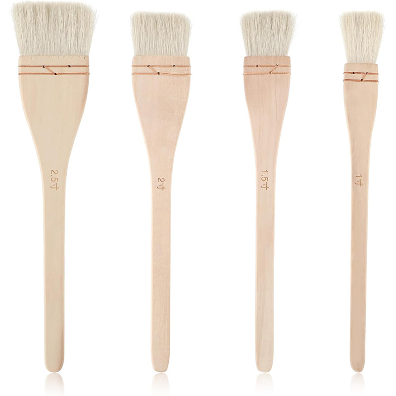 

4pcs Professional Paint Brush Set - Soft Hair, -tied Application In Watercolor, Ceramic Pottery & Background Work