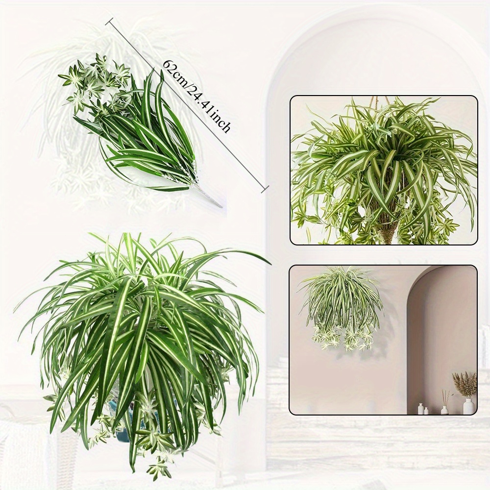 Image of Chlorophytum Potted Wall Hanging - Artificial Greenery For Living Room Decor - 65cm