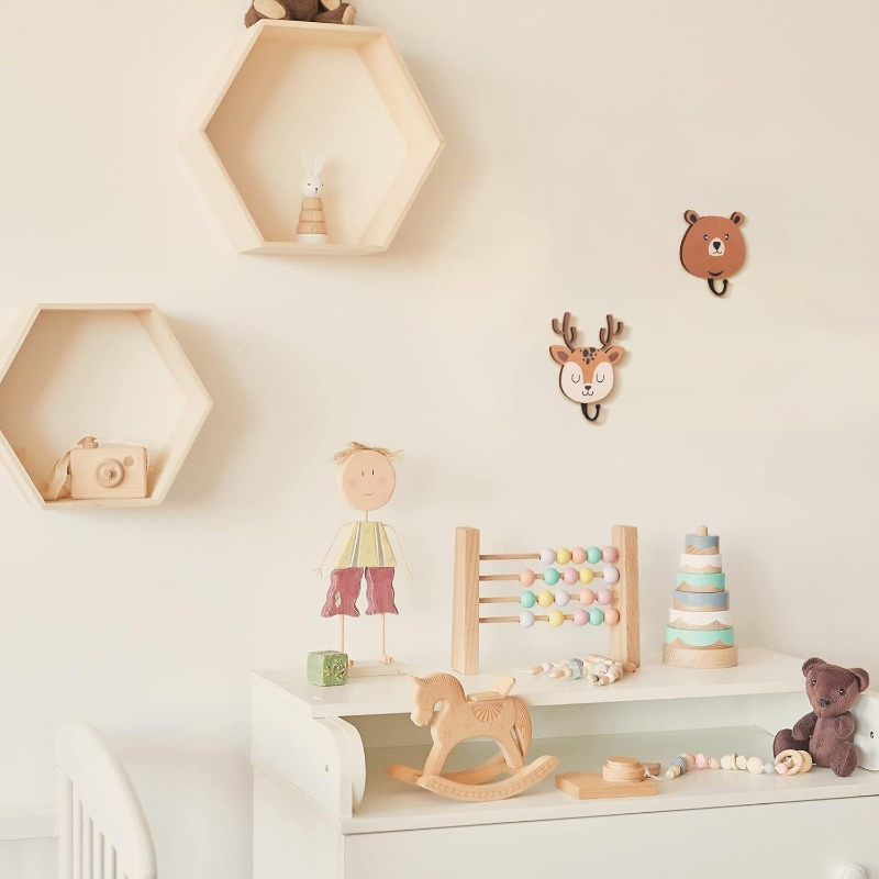 4pcs wooden wildlife wall hooks bear deer squirrel fox Temu