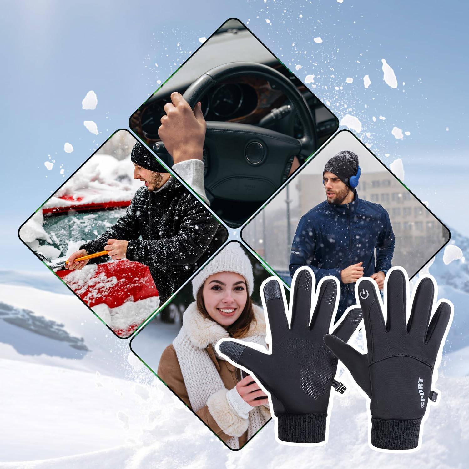 Men's Thermal Gloves with Touchscreen Compatibility