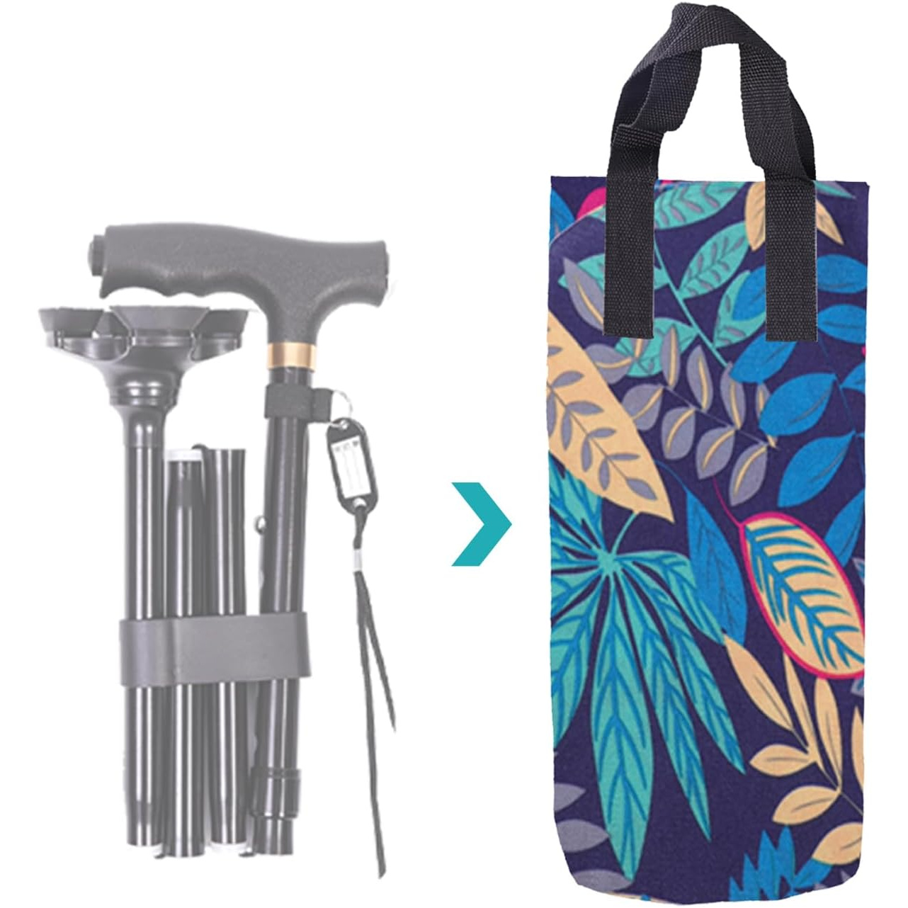 TEMU Sac de Pliable pour Canne, Pochette de Rangement Portable pour Béquille et Déambulateur, Tissu Oxford, aux Rayures et à la Poussière