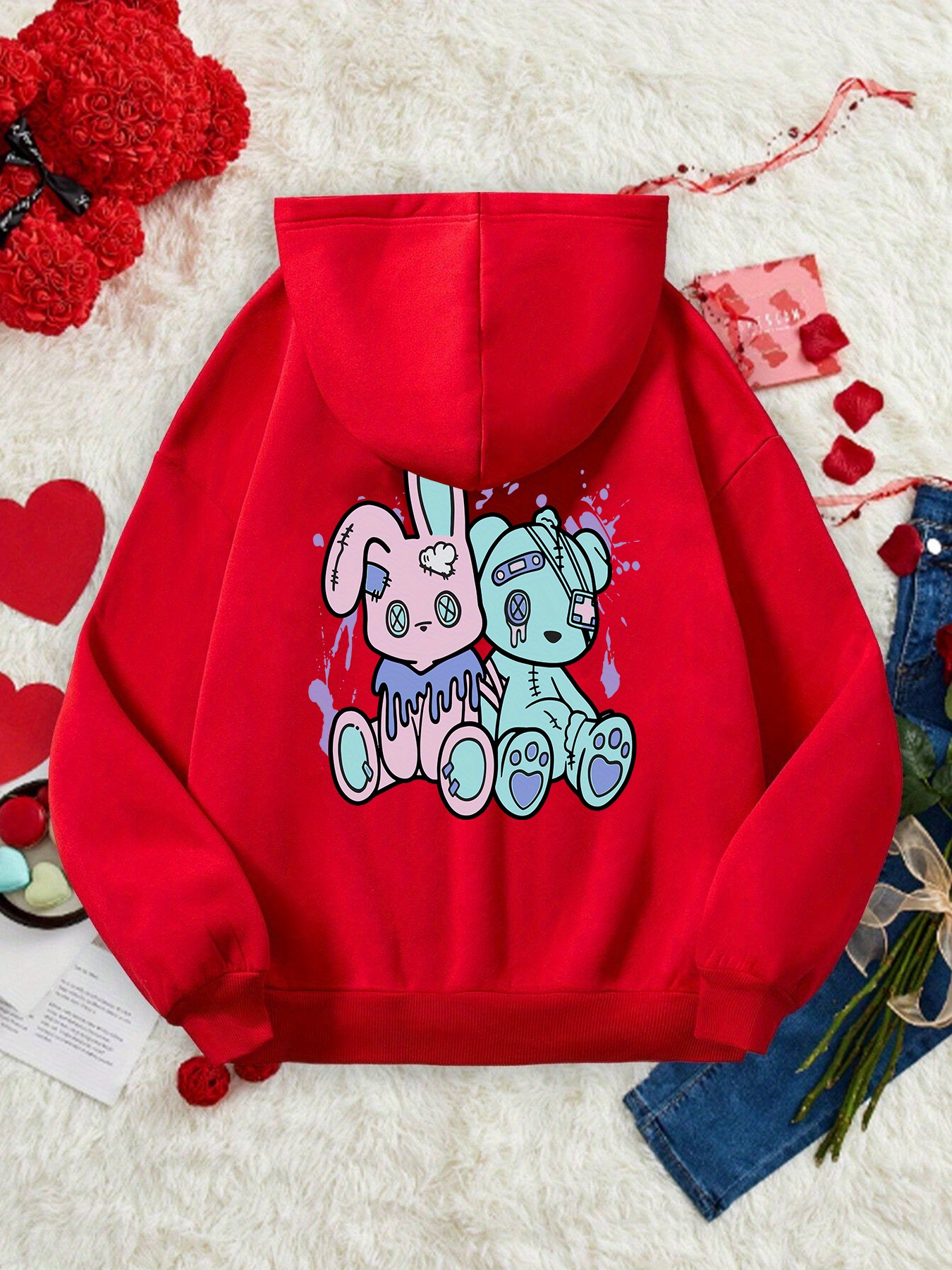 Kangaroo Pouch Sweatshirt Women's Oversized Hoodie - Long Sleeve