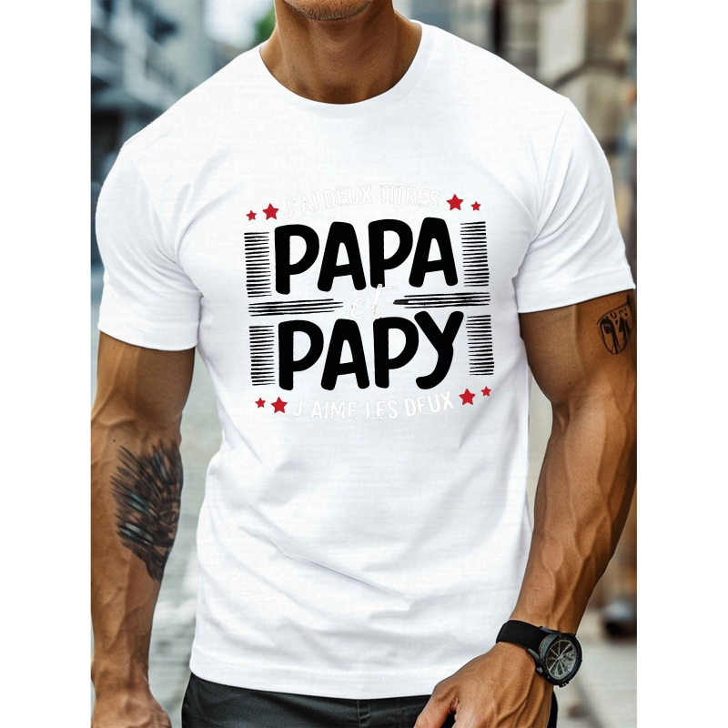 

T-shirt Papa pour Hommes - Col Rond Décontracté, Manches Courtes, Léger & Confortable pour l'Été, Imprimé, Haut