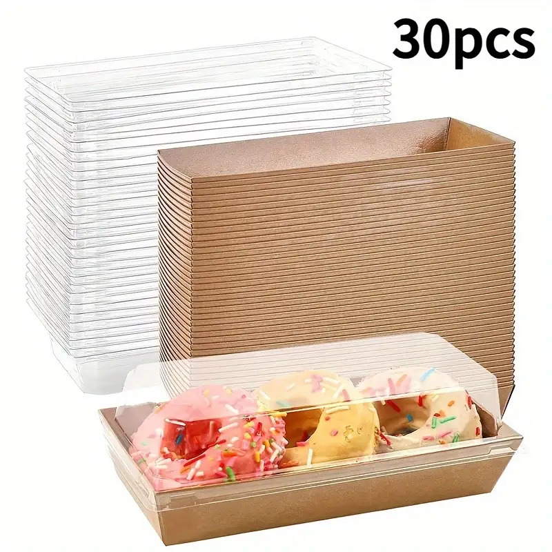 TEMU 30 Transparent Plastic Baking Boxes With Lids- Stackable Food-grade Dessert Containers For Donuts, Muffins, Strawberries- Durable Takeaway