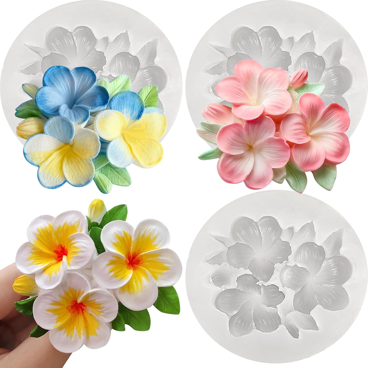 TEMU 3pcs Plumeria Flower Candle Mold Set, Silicone Floral Molds For Candle Wax Making, Resin Aromatherapy Gypsum Polymer Clay Crafts, Decorative Diy