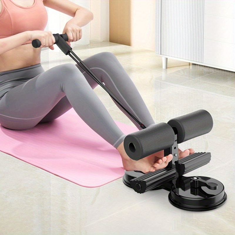 Adjustable Sit-Up Assistant Device with Dual Suction Cups, Stainless Steel, 3-Height Tension Ropes for Core Workouts - Home Fitness Equipment, Ideal for Easter Festival, Portable Fitness Equipment|Sleek Black Finish|Durable Construction, Gym Accessories