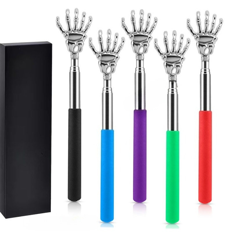 (6pcs) 5pcs Telescopic Scratcher With A Gift Box Set, Creative Scraper, Skeleton Hand Back Scraper, Retractable Portable Claw Metal Telescopic Back Massage Tool, Thanksgiving Birthday Prize