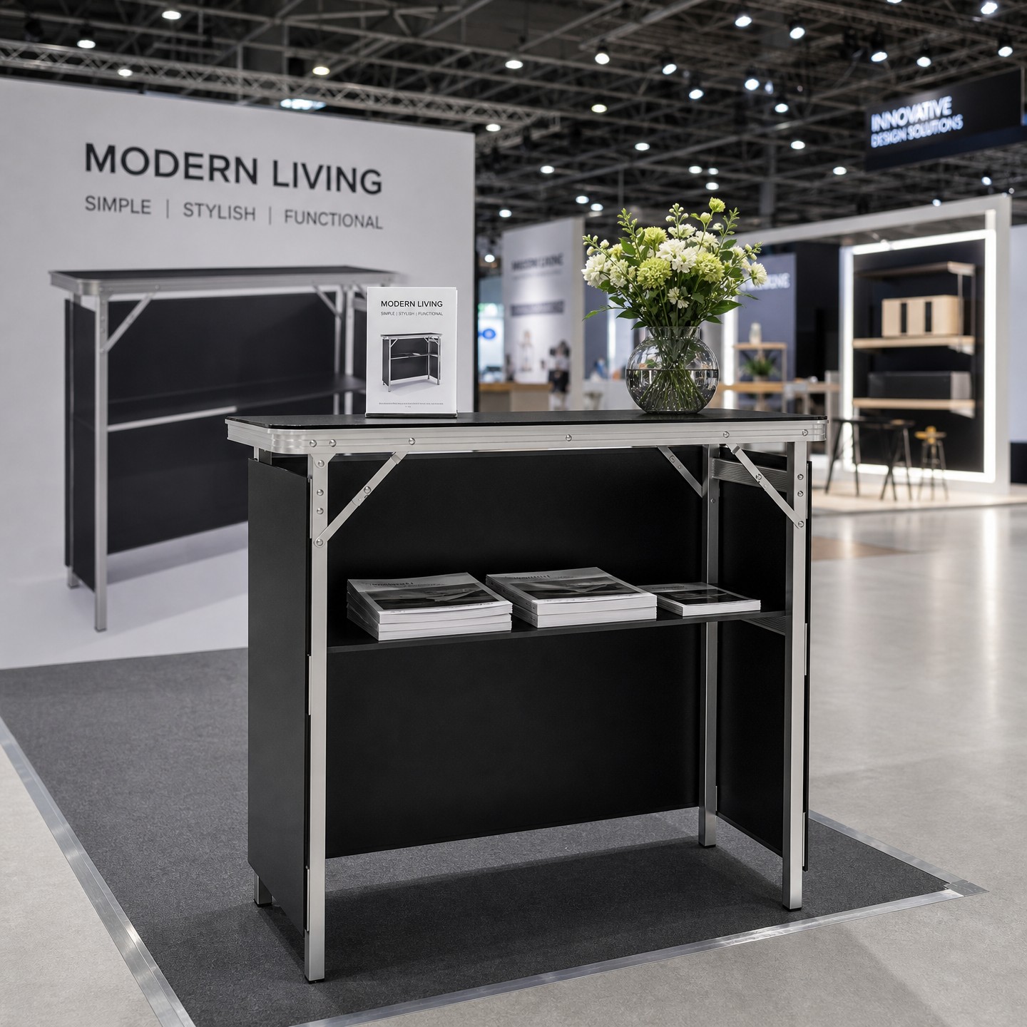 Retail Display Stand With Storage Space, Portable Display Rack, Suitable For Trade Shows And Retail Stores