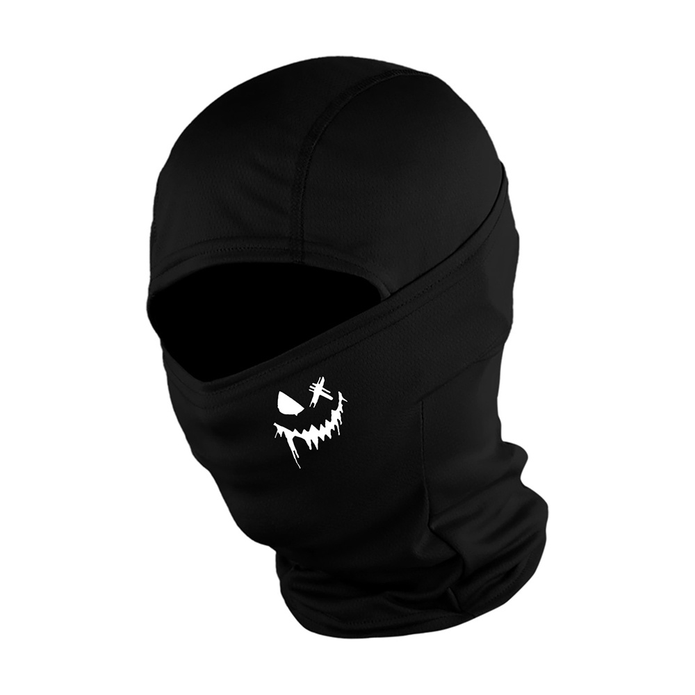 TEMU [edgy Balaclava] 1/2/3pcs Full Face Mask Balaclava - Breathable Quick-dry Motorcycle Mask With Edgy Print | Full Coverage Neck & Face Protection