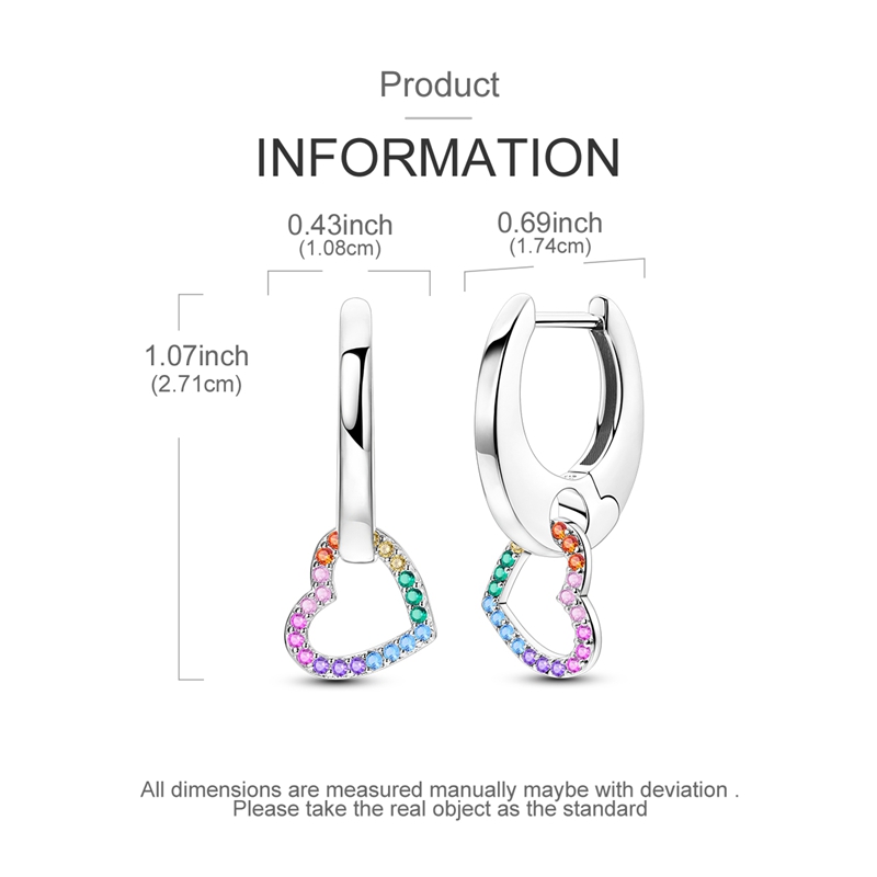 Women's 925 Silver Heart Rainbow Dream Language Earrings