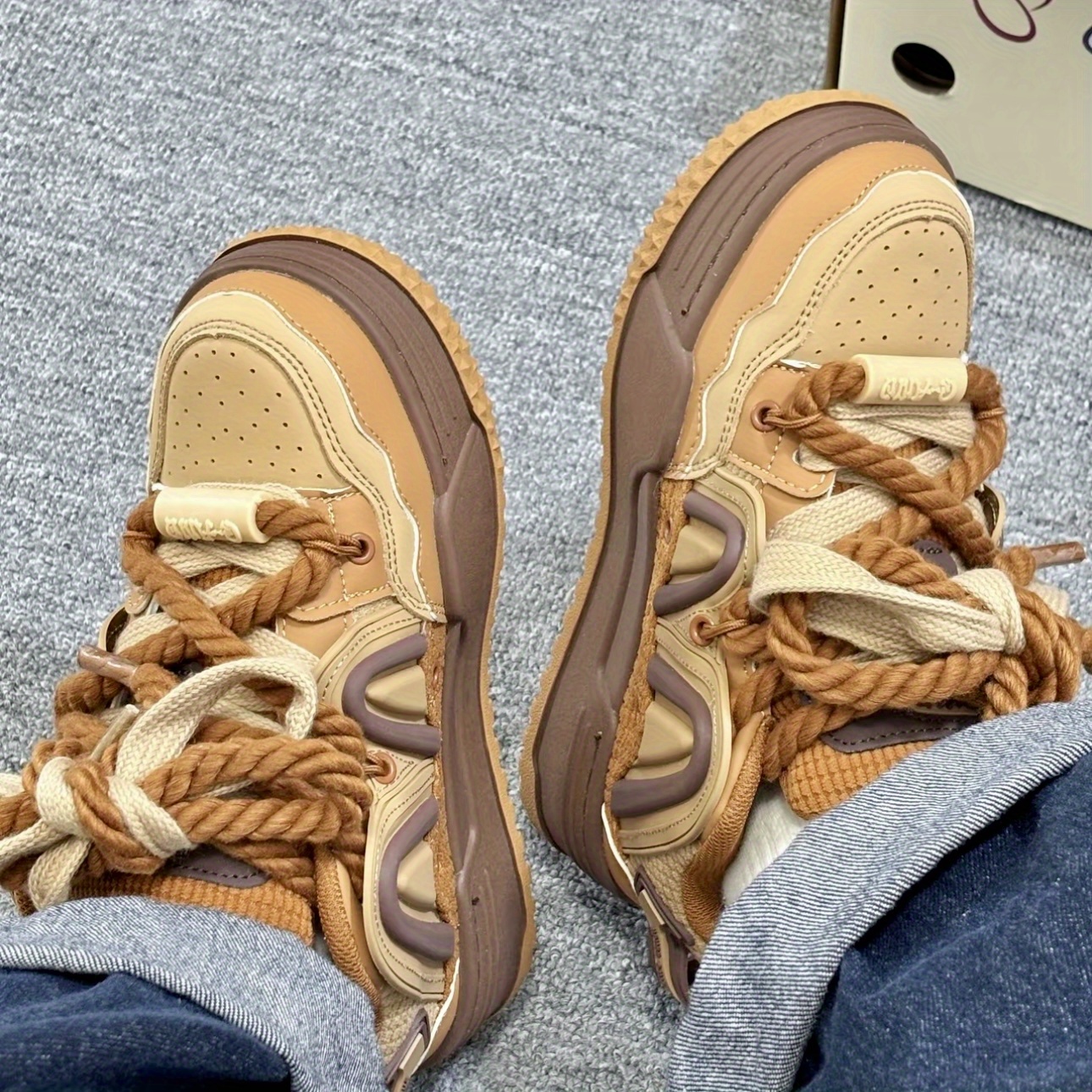 Skate Shoes Platform Sneakers Unisex Skate Shoes - Brown & Black Platform Sneakers with Lace-Up Closure, Breathable Microfiber Upper & Durable TPR Sole for Casual Wear, Sports, and Outdoor Activities