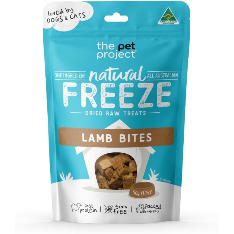 Freeze Dried Lamb Bites for Dogs And Cats Single Ingredient High Protein Natural Training Treats No Preservatives Or Additives 50G